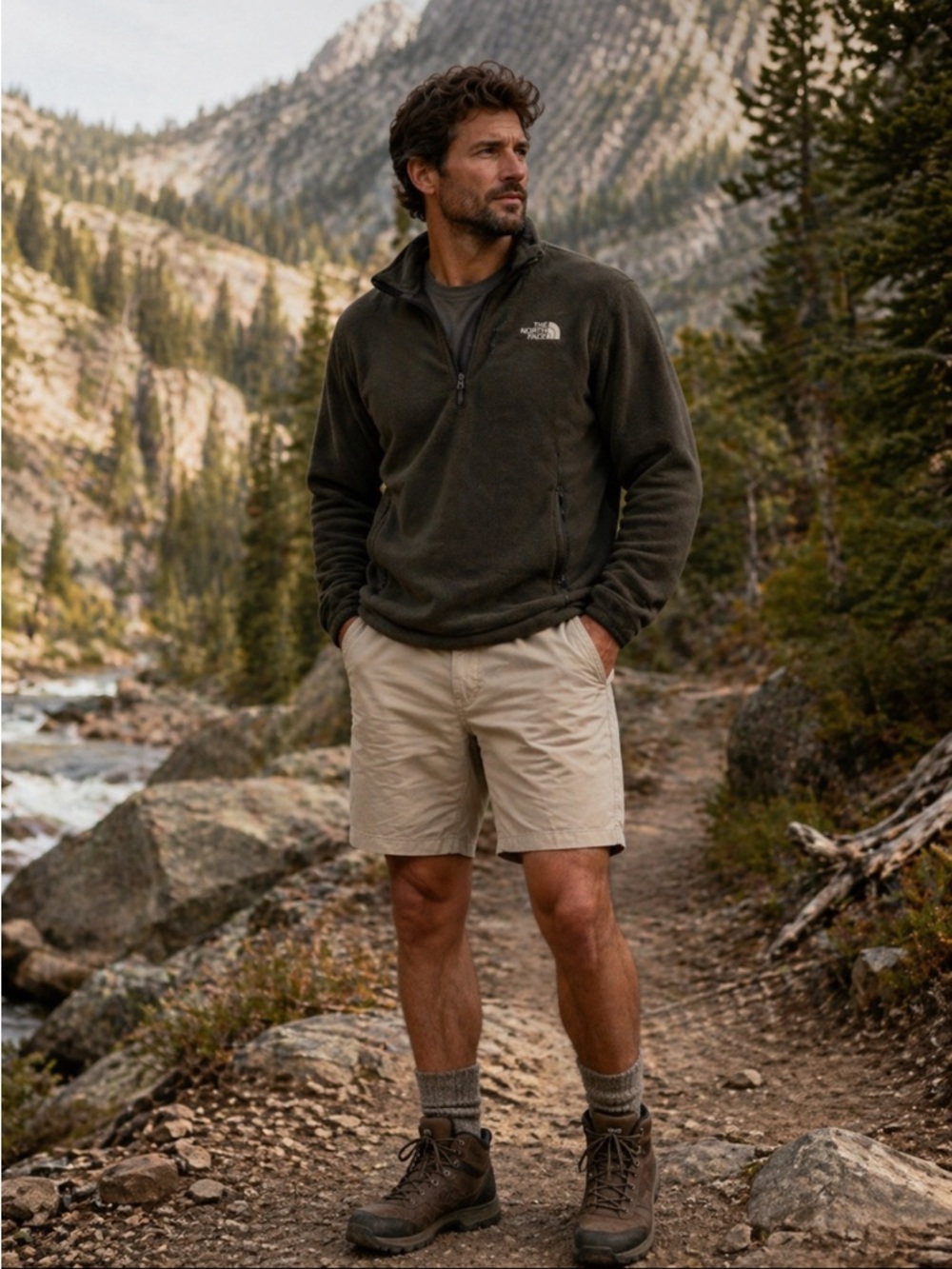 The North Face Men’s Khaki Multi Pocket Outdoor Gorpcore Shorts Size 34 Cotton